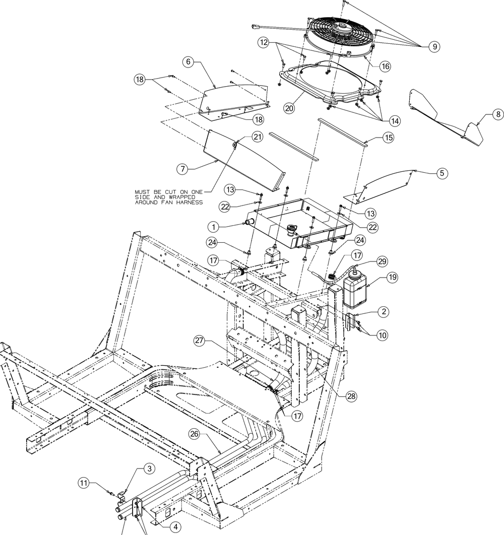 Radiator Diagram and Parts List for WTCAB747EFI (37AM48FM010)(2016) Cub Cadet Lawn Tractor Accessories